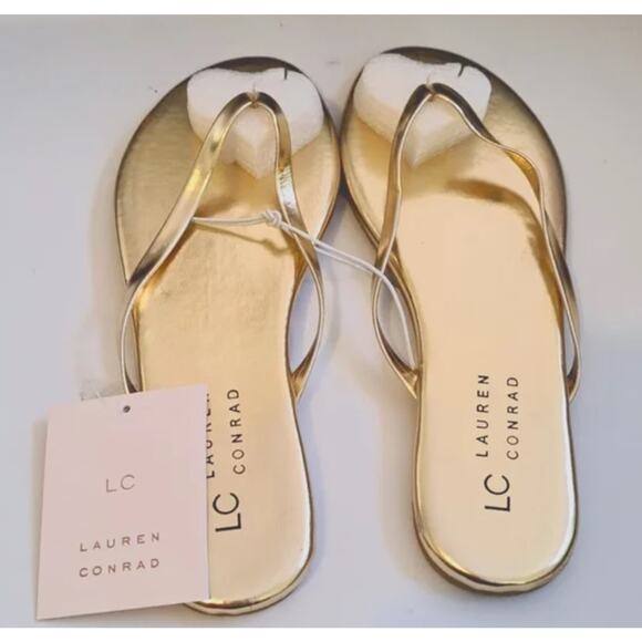 LC Lauren Conrad Honey Gold Flip Flop Sandals Size 7 - Picture 3 of 3